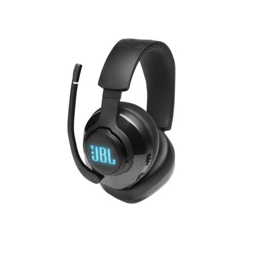 JBL Quantum 400 Over-Ear Gaming Headset – Wired 3,5 mm Klinke und USB – Mit hochklappbarem Boom Mic und QuantumSurround Sound – Schwarz