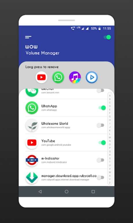 WOW Volume Manager kostenlos (Android, automatische Lautstärkeregelung für einzelne Apps) (Google Play Store)