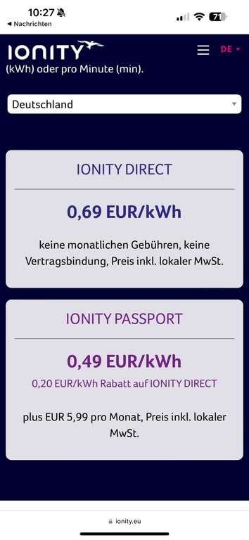 IONITY senkt Grundgebühren für Passport-Tarif auf 5,99€ - Laden für 0,49€/kWh