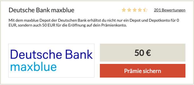 Deutsche Bank MaxBlue Depot 50€ Spartanien + 75€ Playstation Direct Gutschein, 0€ Depotgebühren, (Neukunden)