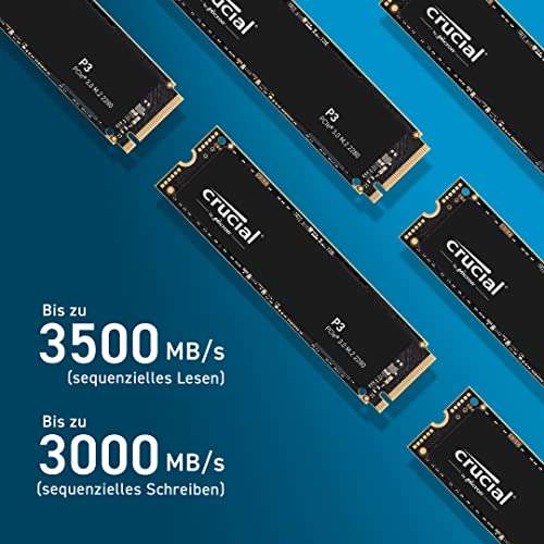 Crucial P3 500GB M.2 PCIe Gen3 NVMe Interne SSD, Bis zu 3500MB/s - CT500P3SSD8, Festkörper-Laufwerk, gratis Lieferung PRIME