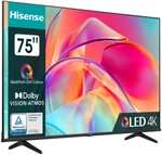 Hisense 75E7KQ QLED Smart TV 189 cm (75 Zoll), 4K, HDR10, HDR10+ decoding, HLG, Dolby Vision, DTS Virtual, 60Hz Panel, 671,02 Euro
