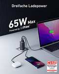 Anker 735 Charger (GaNPrime 65W) USB-C Ladegerät, 3-Port Wandladegerät für 50,99€
