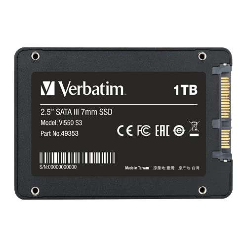Verbatim Vi550 S3 SSD internes Laufwerk - 1 TB Solid State Drive - 2,5'' SATA III Schnittstelle und 3D-NAND-Technologie