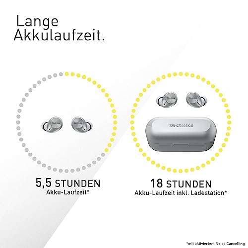 Technics EAH-AZ40M2 In-Ear Kopfhörer | ANC | BT 5.3 | AAC, LDAC | Multipoint | 5.5h Akku (mit ANC) + 12.5h Ladebox | USB-C | Schnellladen