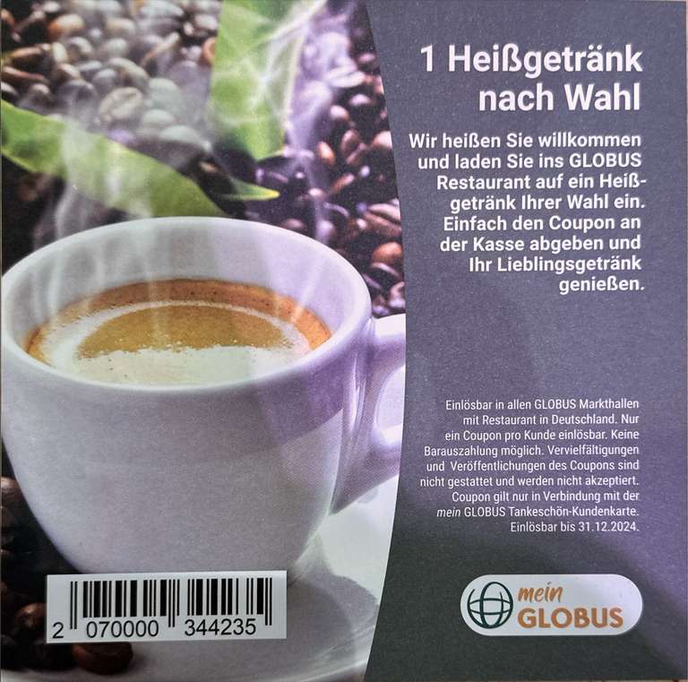 Gratis Kaffee bei Globus Supermarkt