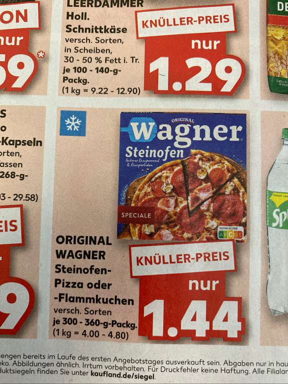 (Kaufland) Wagner Steinofenpizza/Flammkuchen für 1,19€/stk