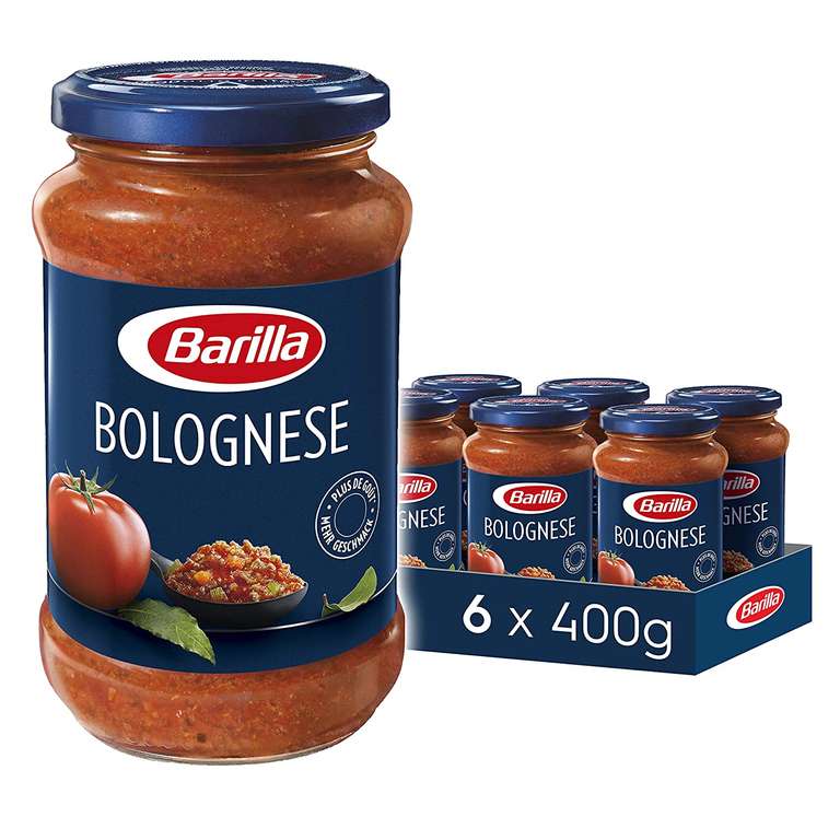 Barilla Pastasauce Bolognese, 6 x 400g, ca 2,15€ pro Glas [Prime Spar-Abo]