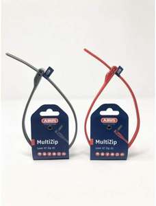 2 x ABUS Multizip | wiederverwendbare Kabelbinder mit Schlüssel | in Rot oder Grau