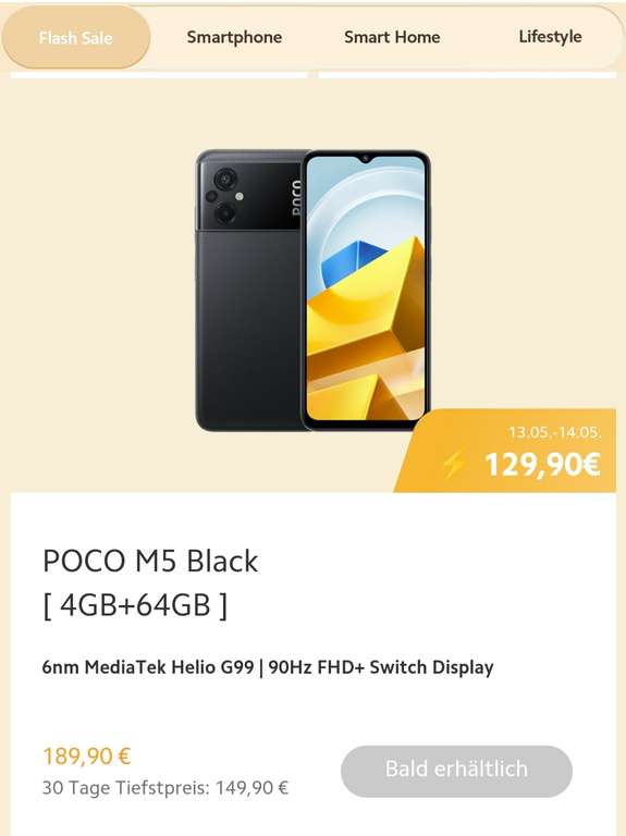 Xiaomi Poco M5 4+64GB (90Hz 6.58" 2408x1080, Helio G99 355k Antutu, 50MP f/1.8, 5000mAh+18W/Klinke/NFC/dual-SIM)