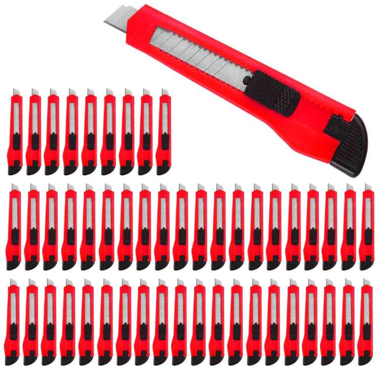 Cuttermesser 50er-Set Rot mit Abbrechklingen (100St.19,95€) (200St. 34,95€) (Deuba/Amazon)