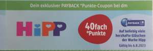 DM 40fach Payback auf beliebig viele herzhafte Gläschen der Marke Hipp Gültig bis 6.8.2023