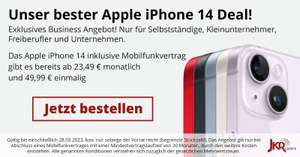 [Gewerbe] Iphone 14 128GB + Diverse o2 Business Tarife , Laufzeit 30 Monate(49,99€ + ab 25,49€ mtl.)