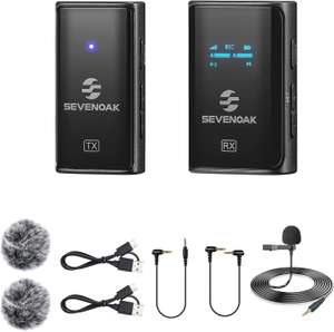 [Amazon] SevenOak Drahtloses Lavalier Mikrofon System, mit OLED, Stereo/Mono, Rauschunterdrückung, Ansteckmikrofon SKM-W4 K1 (1 TX+1 RX)