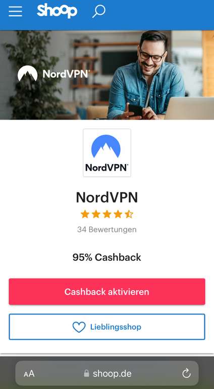 95% Cashback Für NordVPN - Neukunden