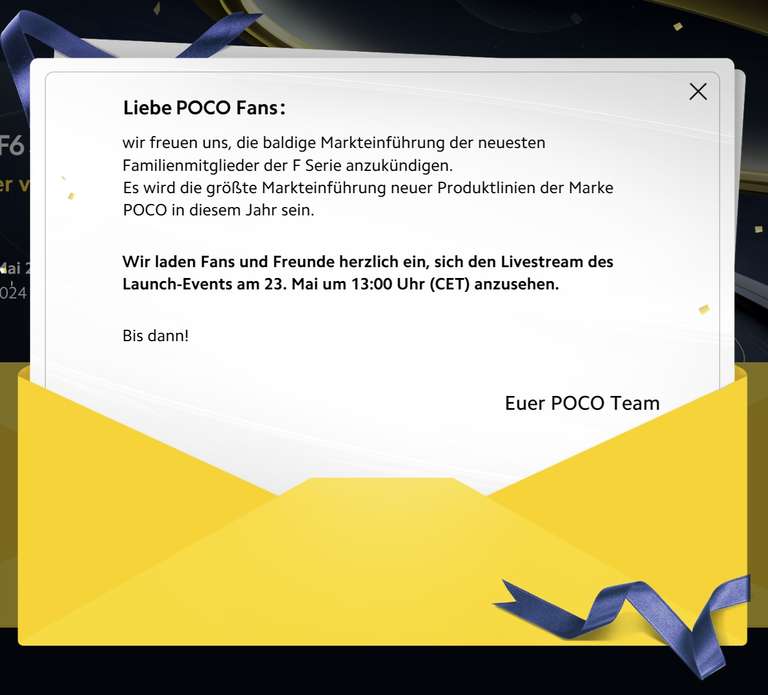 POCO Launch Mai 2024 - Poco F6 Series inkl. 10% Produkt-Coupon