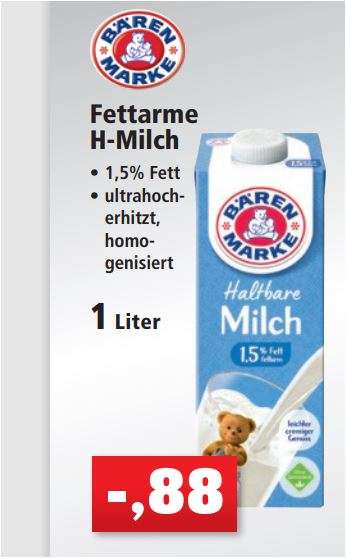 Bärenmarke H-Milch 1,5%, 1 Liter für 88 Cent [Thomas Philipps]