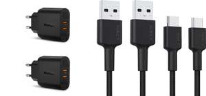 [Bundle Angebot] 2x AUKEY Ladegerät 36W Quick Charge 2x USB (PA-T16) + 2x AUKEY USB-C auf USB-A Kabel 2m (CB-CMD29)