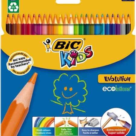 BIC Kids Buntstifte ECOlutions Evolution, zum Malen in 24 Farben (Prime Spar-Abo)