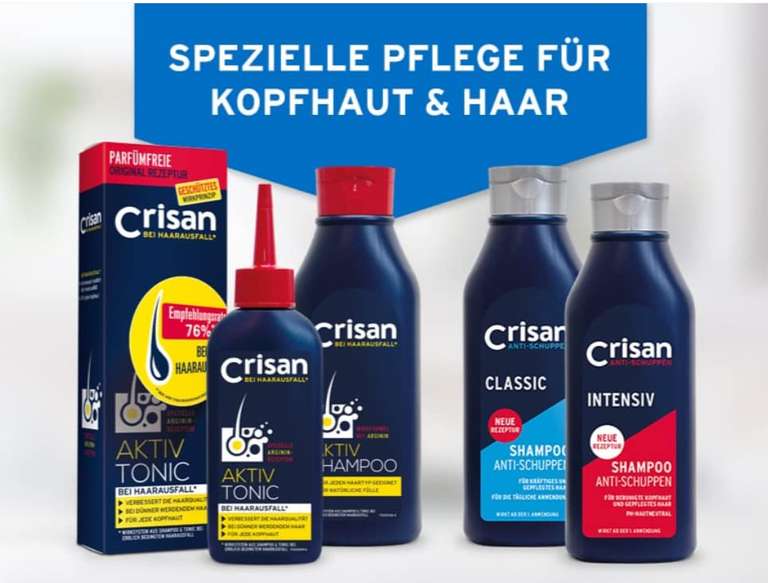 [PRIME/Sparabo] Crisan Anti-Schuppen for Men Intensiv Shampoo, 6 x 250 ml, Haarshampoo gegen hartnäckige Schuppen, Pflege für Kopfhaut&Haar