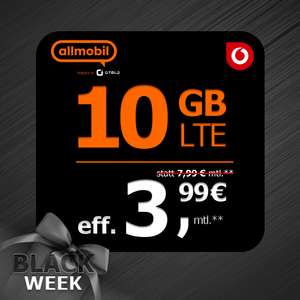 [Vodafone] allmobil Black Friday: 10GB Datenvolumen + Allnet-Flat + VoLTE für eff. 3,99€ mtl. | durch 50€ RNM + 46€ Cashback