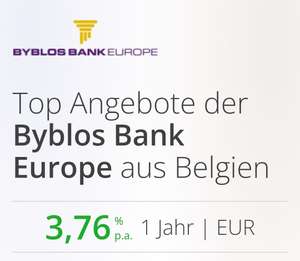 1 Jahr Festgeld - 3,76% Byblos Bank Europe über weltsparen.de - ab 10.000 €