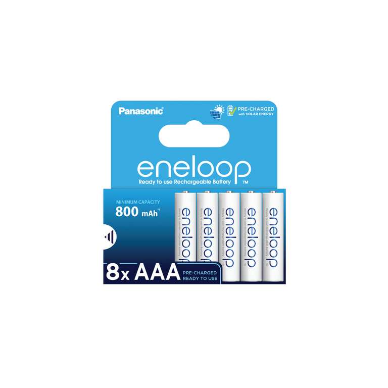 Panasonic Eneloop AAA-Akkus, 8er Pack – 2100x Wiederaufladbar, Mit Solarstrom Vorgeladen