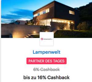 ( Lampenwelt & Shoop 10.03.) 16% Cashback für valide Bestellungen - gilt auch auf Philips Hue Produkte