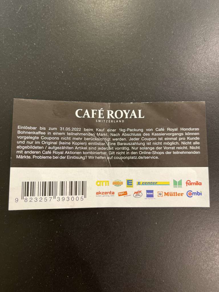 Café Royal 3€ Sofortrabatt