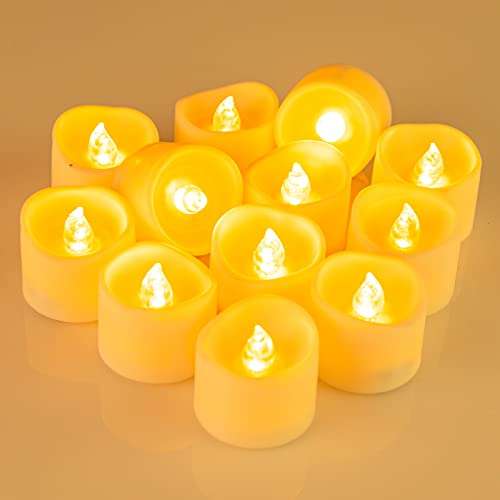 Amazon Prime: 12 Stück LED-Kerzen - weiße Kerzen mit warmweißer LED, 3,1cm Durchmesser, Batterien enthalten