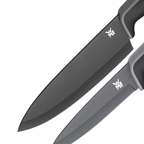 WMF Messerset 2-teilig TOUCH schwarz 2 Messer Küchenmesser mit Schutzhülle antihaftbeschichtet Kochmesser Allzweckmesser