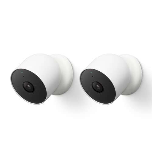 Google Nest Cam-Doppelpack – Intelligente Überwachungskamera im Innen- und Außenbereich, G3AL9, Snow (Prime)