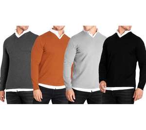 3er-Pack CityComfort Herren Pullover mit V-Ausschnitt in vier Farben (schwarz: M/L/XL, andere Farben: M/L) 80% Baumwolle, 20% Polyamid