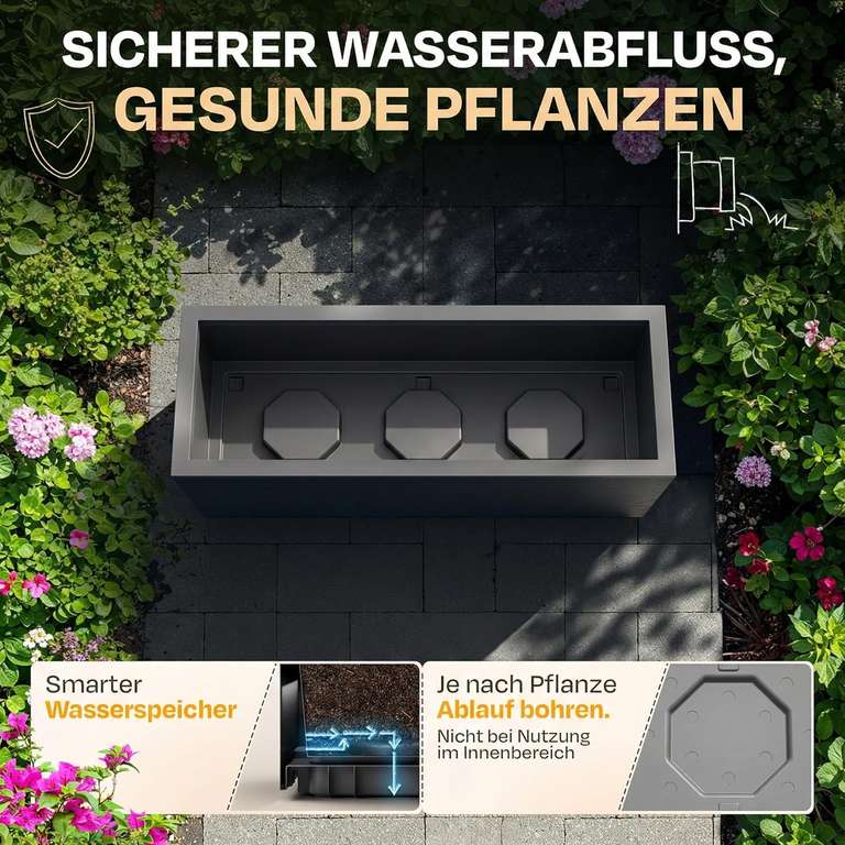 Pflanzkbel Vulkano 50L, rechteckig, 2er Pack  mit Wasserspeicher, Balkon/  Terrasse | at Amazon