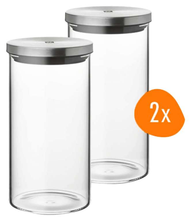 ZWILLING Vorratsdosen Set | 1 Liter | 2-teilig | Borosilikat Glas | Edelstahl Deckel | Spülmaschinengeeignet