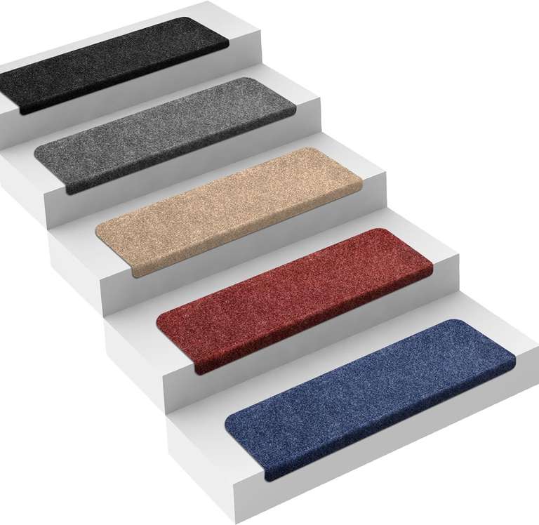 casa pura Textilfaser Stufenmatten für Innen - 1 Stück Selbstklebender Treppenschutz in versch. Farben und Formen verfügbar