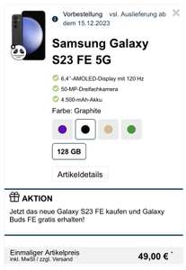 Vodafone Smart Lite GigaKombi 29,99€ Samsung S23 FE Zz 49€, Galaxy Buds 0€ und 100€ Bonus Disney plus 9 Mon geschenkt