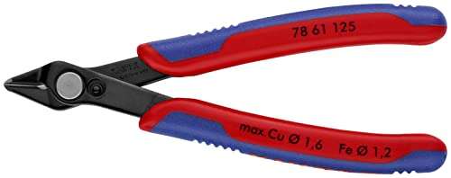 KNIPEX Electronic Super Knips, Elektronik-Seitenschneider für weiche Drähte und Lichtwellenleiter LWL, brüniert, 125 mm (Prime/Otto flat)