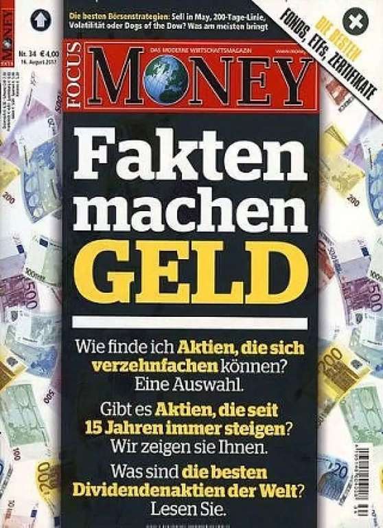 FOCUS Money Abo (26 Ausgaben print + digital) für 140,40 € mit 100 € Verrechnungsscheck