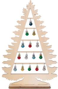 Deko Weihnachtsbaum aus Holz mit Weihnachtskugeln (45cm hoch, 15 Kugeln) [Otto Up]
