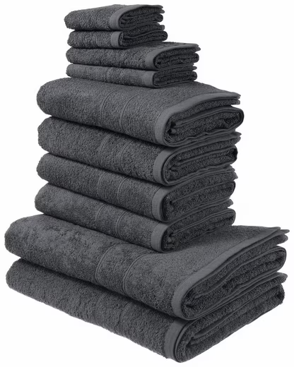 [OTTO UP Plus] 10-tlg. Handtuch Set Inga | 100 % Baumwolle 420 g/m² | grau