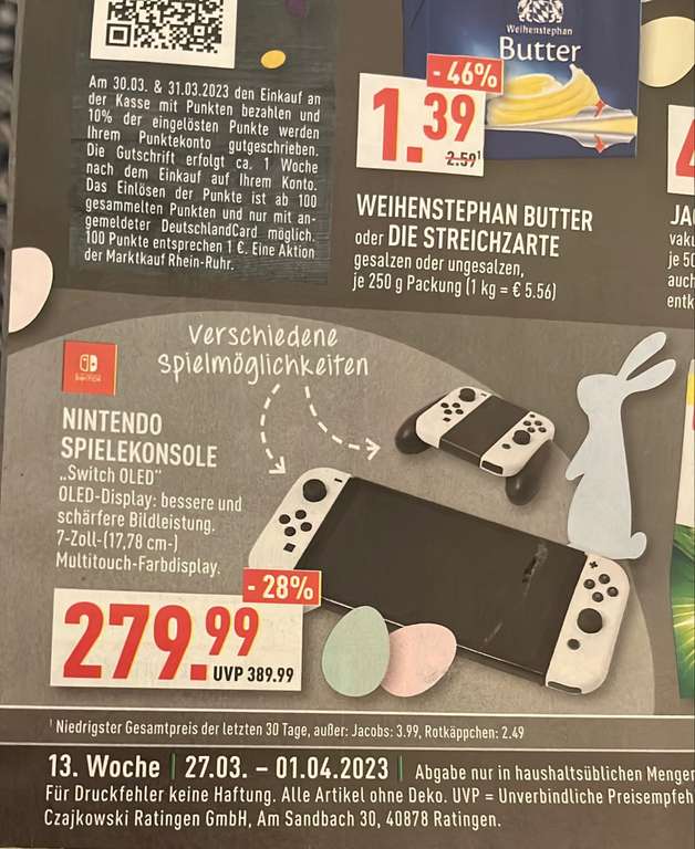 [Marktkauf Lokal Ratingen ggf. bundesweit] Nintendo Switch Oled Weiß/Schwarz