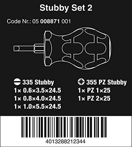 Wera Schraubendrehersatz Stubby Set 2, 5-teilig für 16€ (Prime)