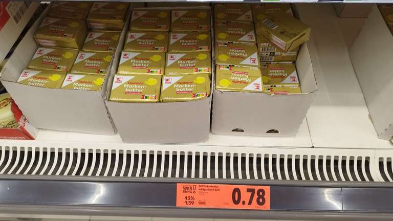 Butter 250g für nur 78 Cent lokal im Kaufland 16540 Hohen Neuendorf, Schönfließer Str. 66 (MHD Ende April)