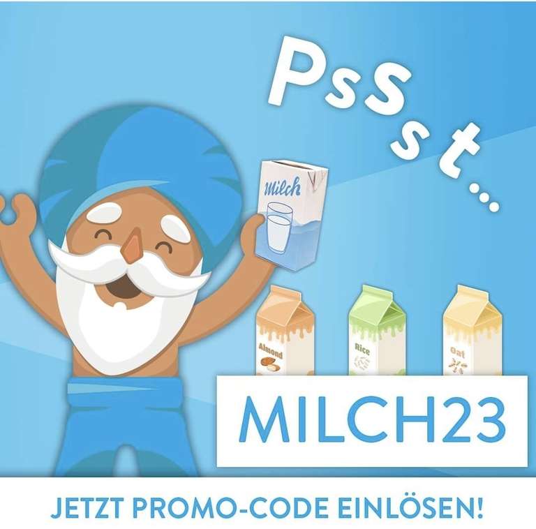 [Marktguru] 50 Cent auf eine Packung Milch oder Milcheralternative, mit dem Promocode MILCH23