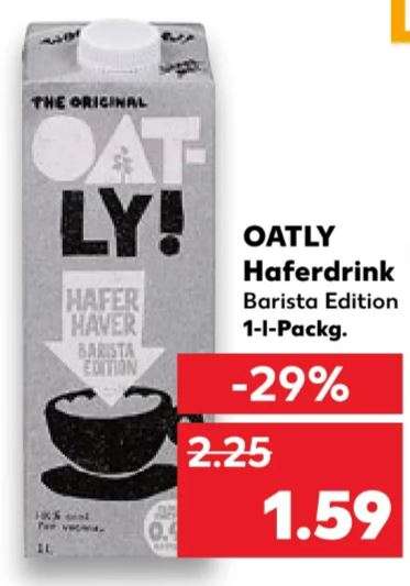 Oatly Haferdrink Barista Edition vegan 1L für 1,59€ [Kaufland]