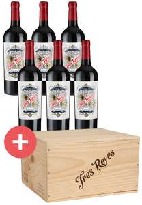 6er-Wein-Paket Tres Reyes 2019 mit Original-Holzkiste