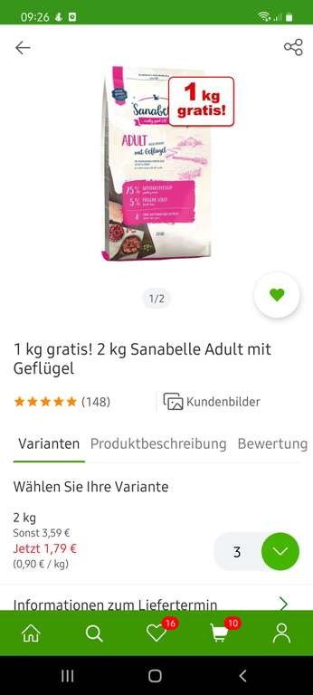 Zooplus Preisfehler, 2kg Sanabelle Trockenfutter für Katzen (9€ MBW)