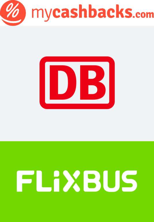 Für einen Kauf über mycashbacks: Deutsche Bahn oder FlixBus Gutschein im Wert zwischen 5€ und 50€