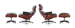 Eames Lounge Chair mit Ottoman, Palisander, Leder Premium Nero 66, Design: Charles und Ray Eames [Ambientedirect mit Gutscheinf...]